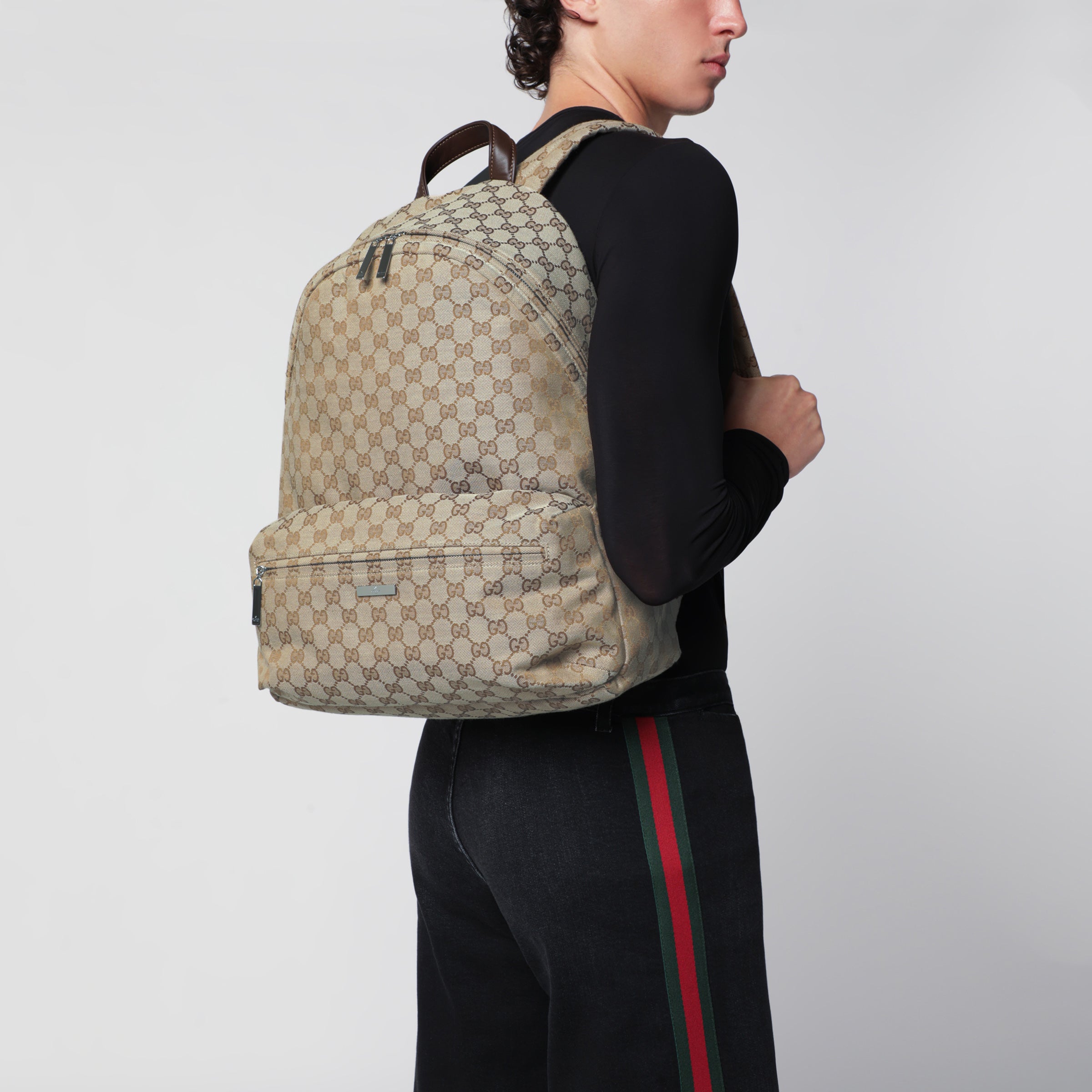 GUCCI Large Tag backpack in sand/brown GG canvas | TheDoubleF