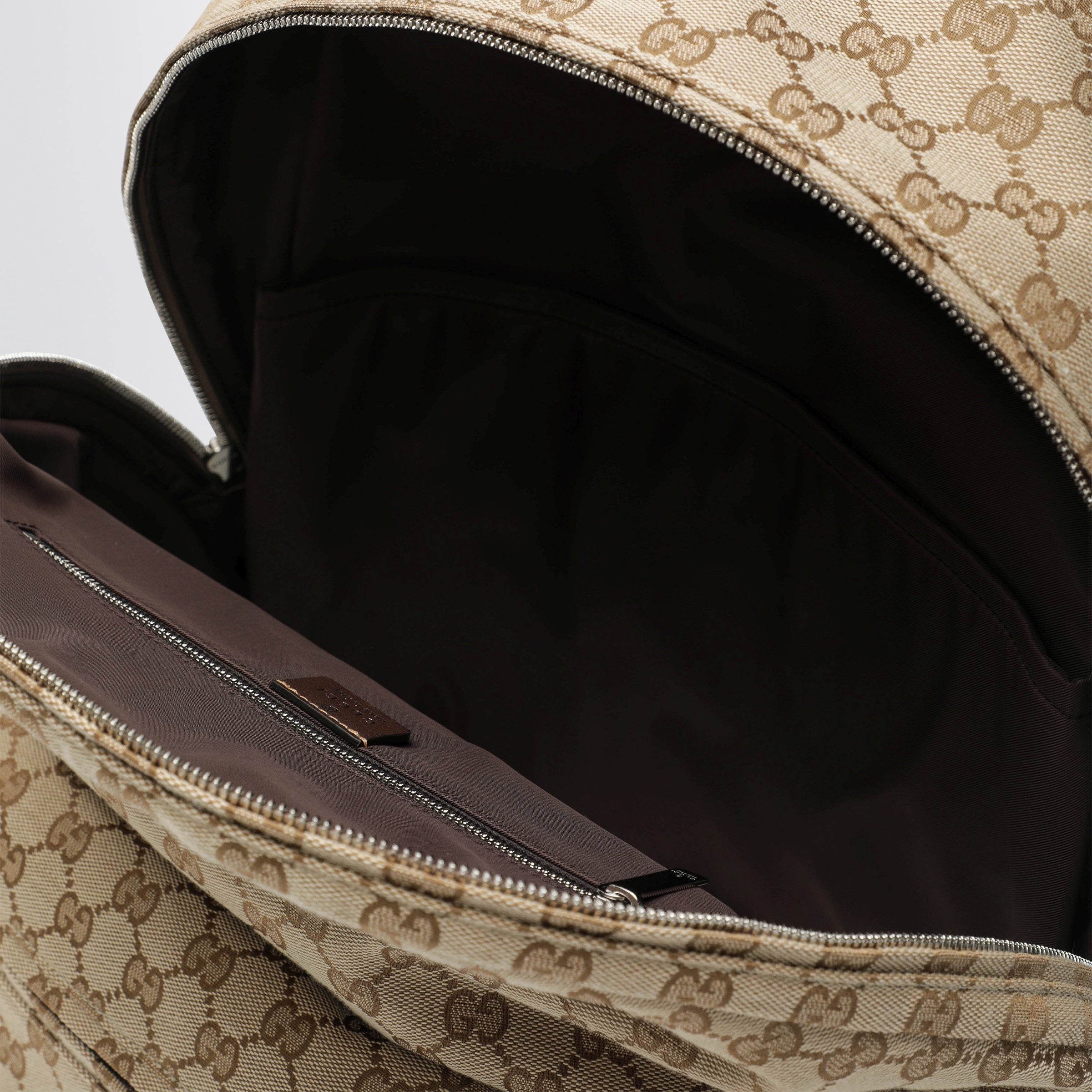 GUCCI Large Tag backpack in sand/brown GG canvas | TheDoubleF