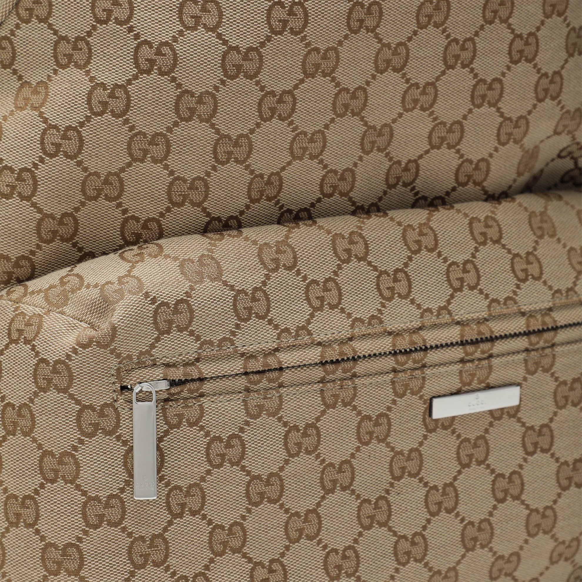 Grand sac à dos Tag en toile GG sable/marron