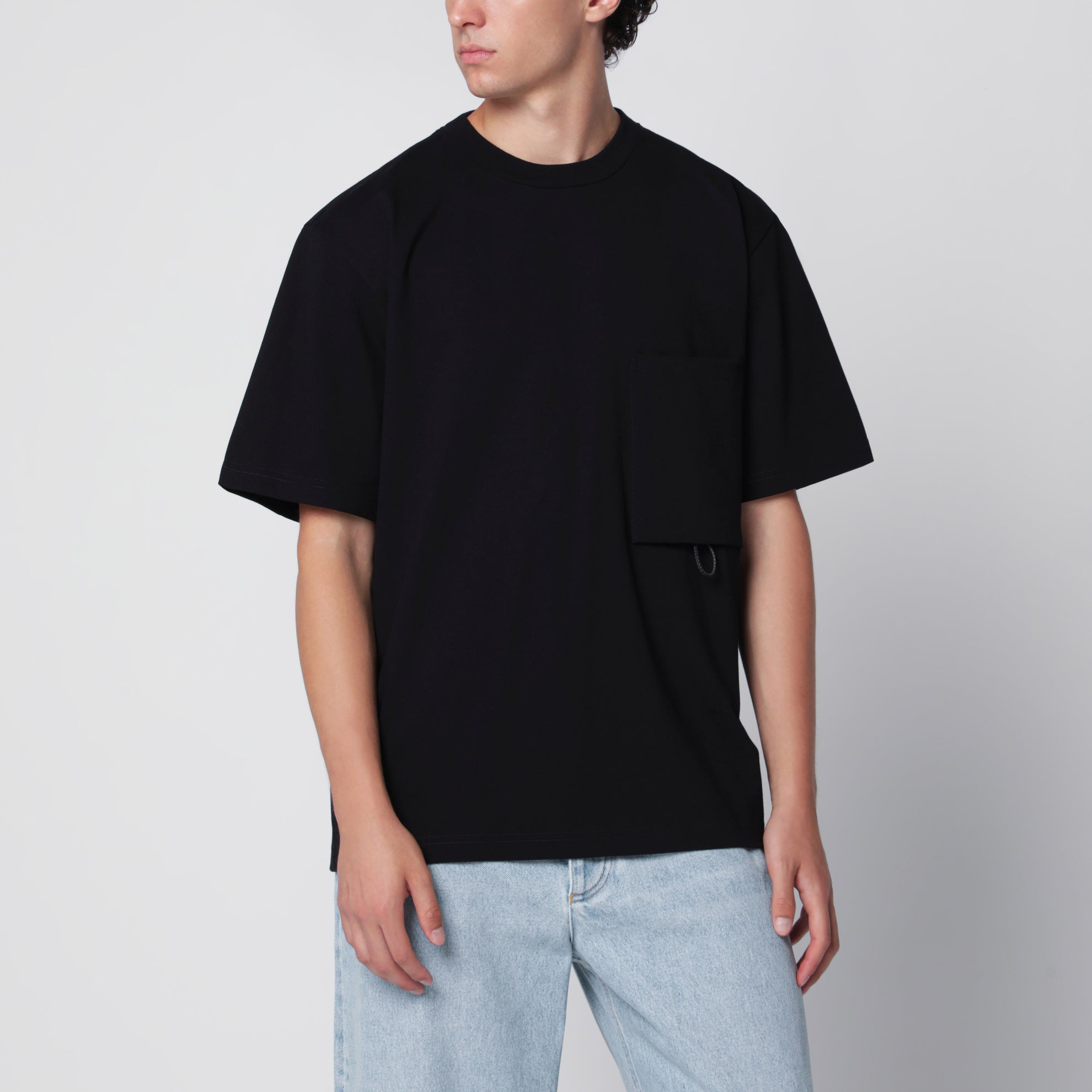 T-shirt noir en jersey de coton