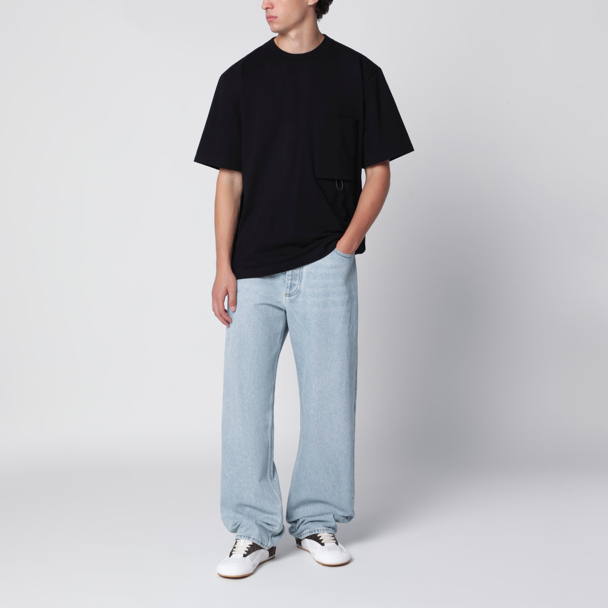T-shirt noir en jersey de coton
