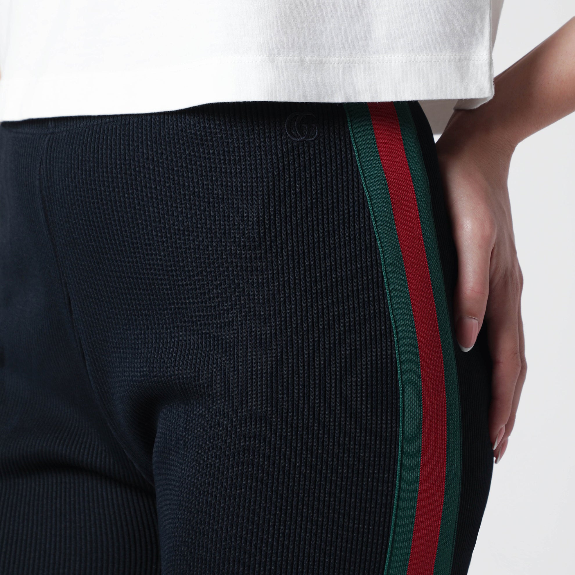 Pantalon en jersey de coton côtelé Web bleu
