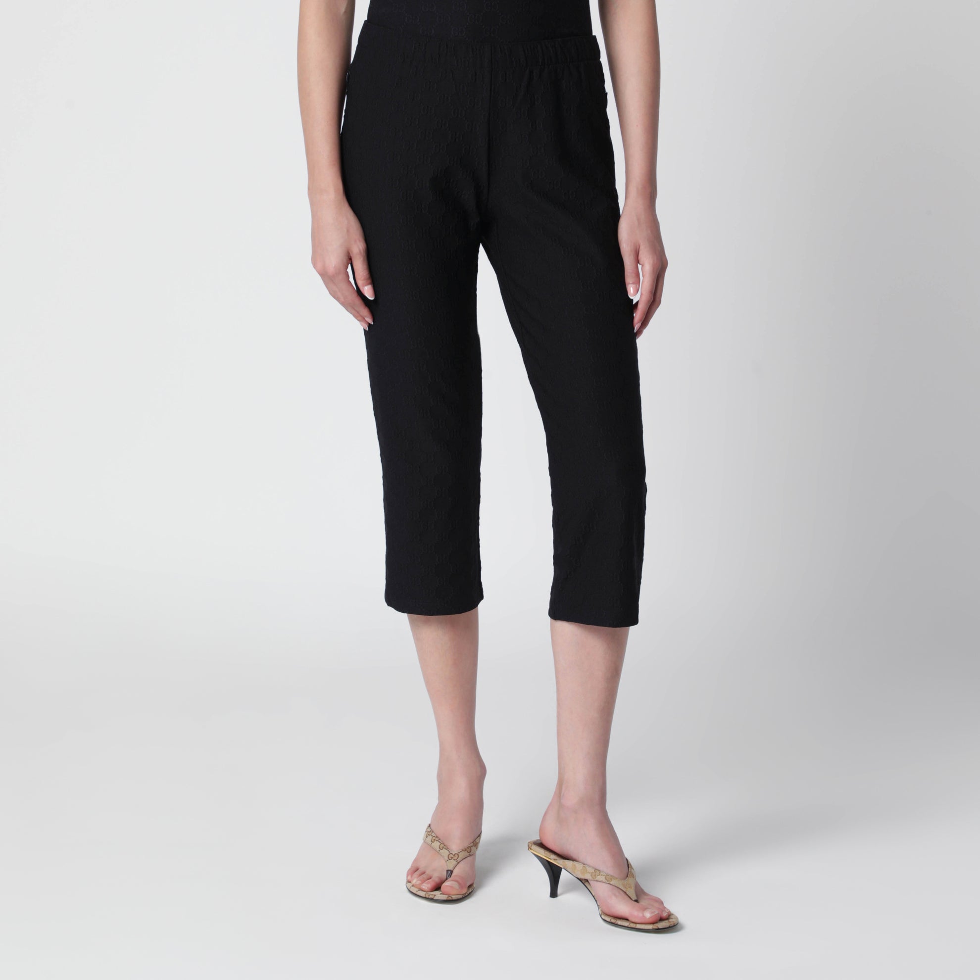 Hose aus GG-Jacquard-Jersey mit Elastikbund, schwarz