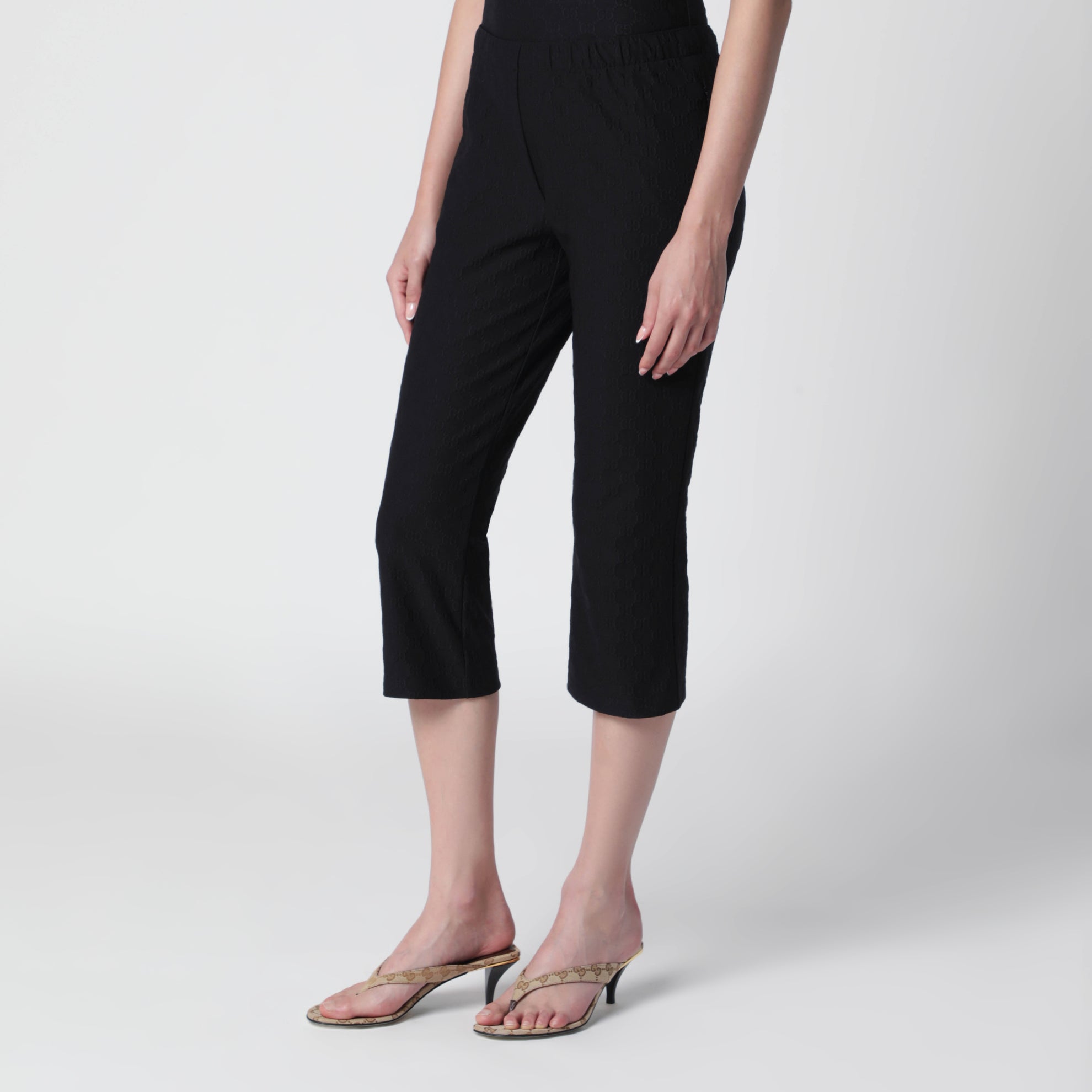 Hose aus GG-Jacquard-Jersey mit Elastikbund, schwarz