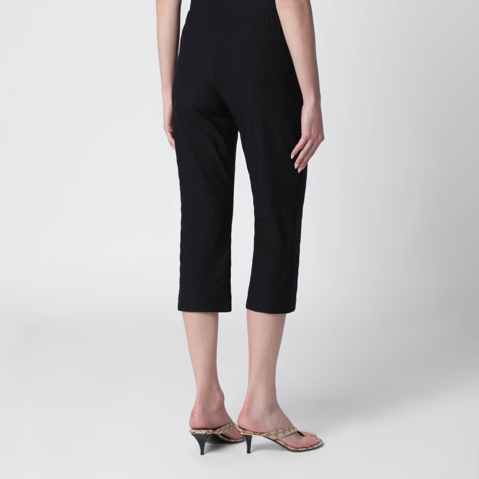 Hose aus GG-Jacquard-Jersey mit Elastikbund, schwarz