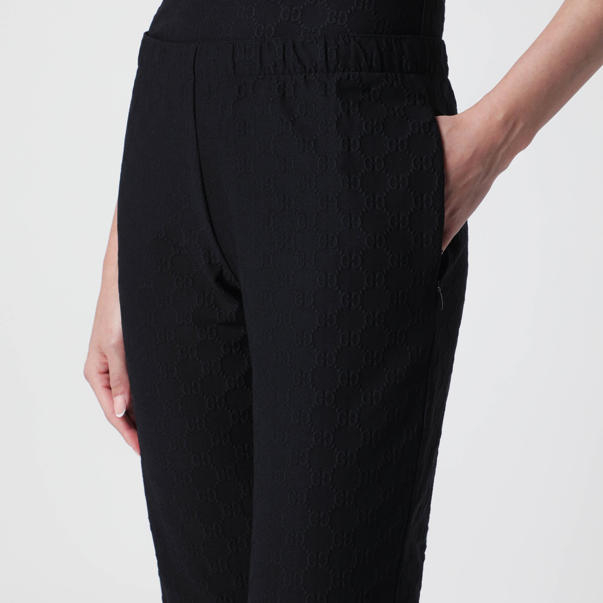 Hose aus GG-Jacquard-Jersey mit Elastikbund, schwarz