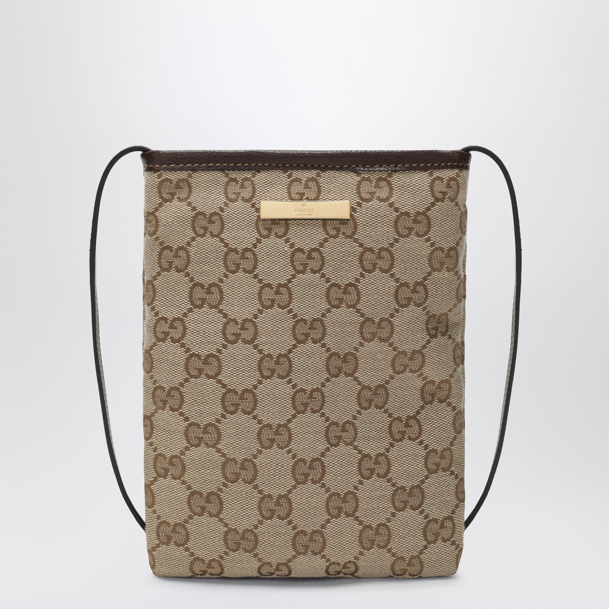 Smartphone pouch in sand/brown GG canvas