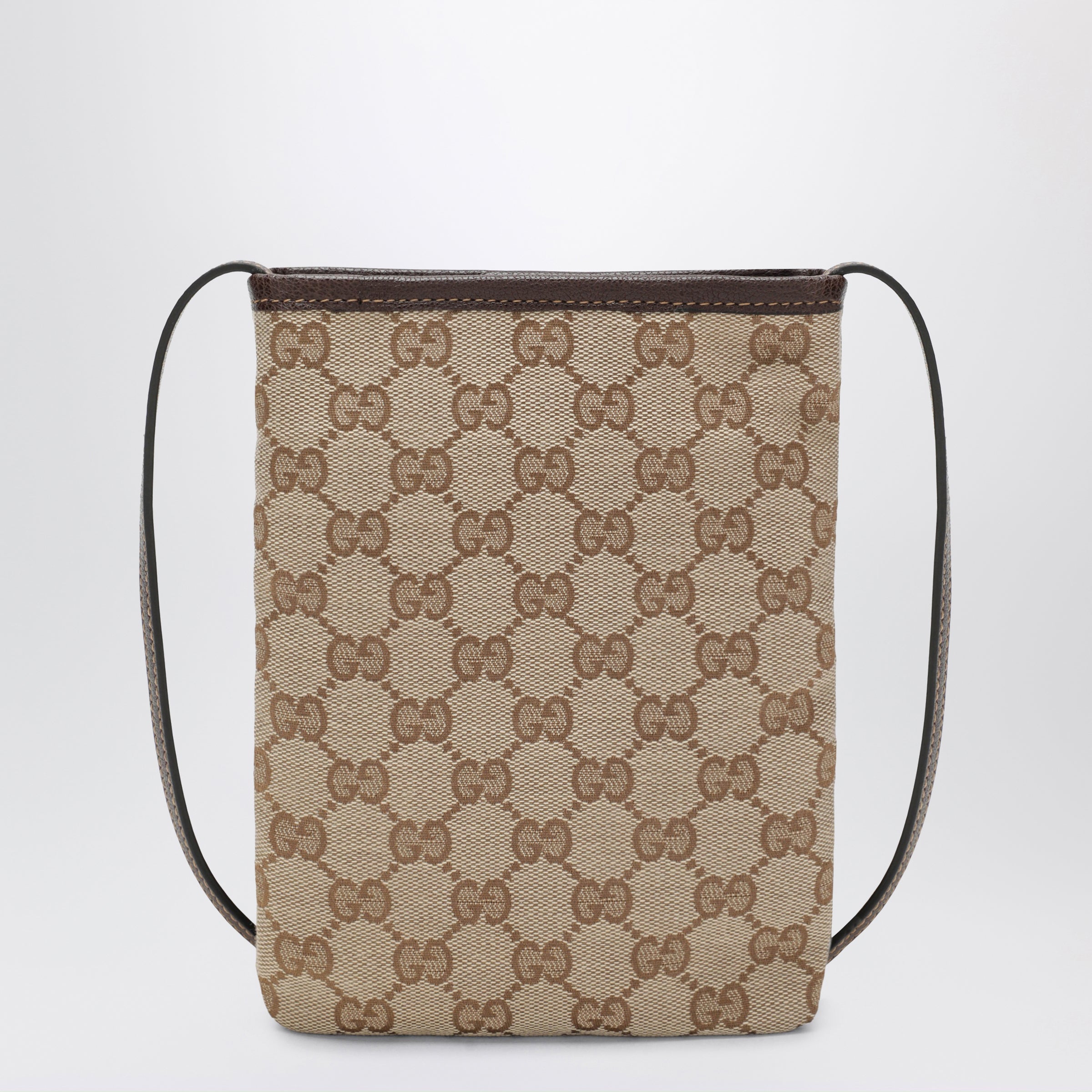 GUCCI Smartphone pouch in sand/brown GG canvas | TheDoubleF