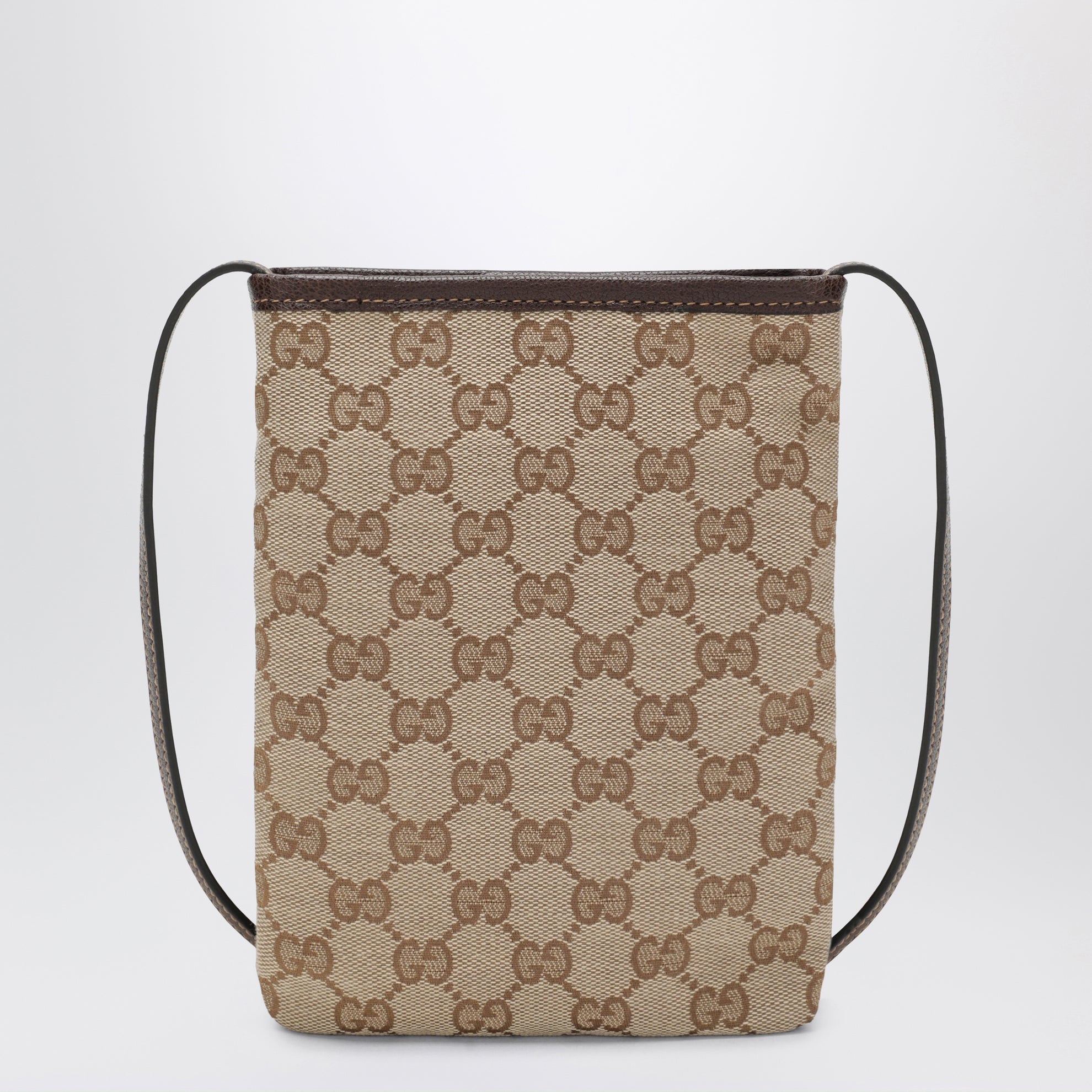 Smartphone pouch in sand/brown GG canvas