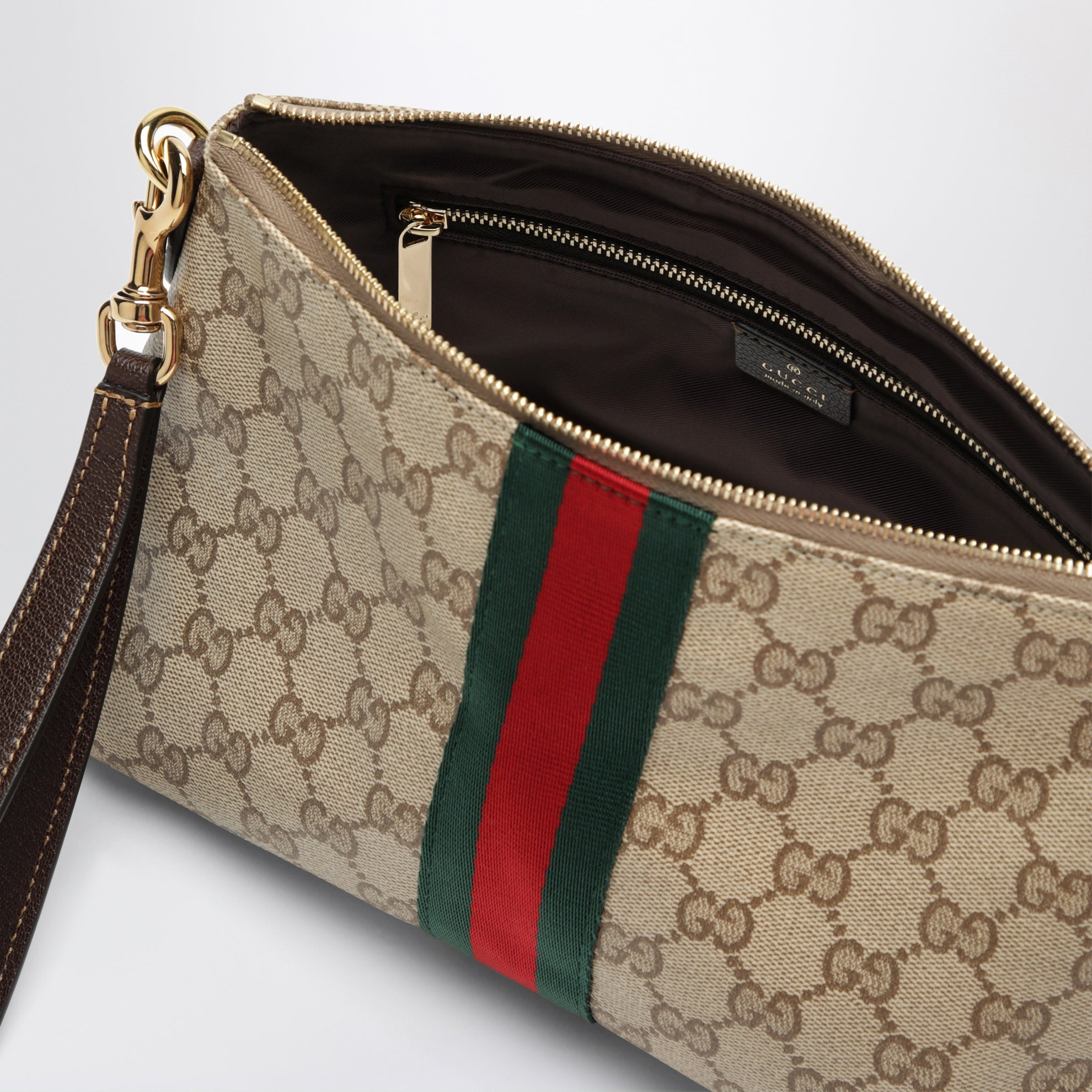 Small GG pouch with Web ribbon