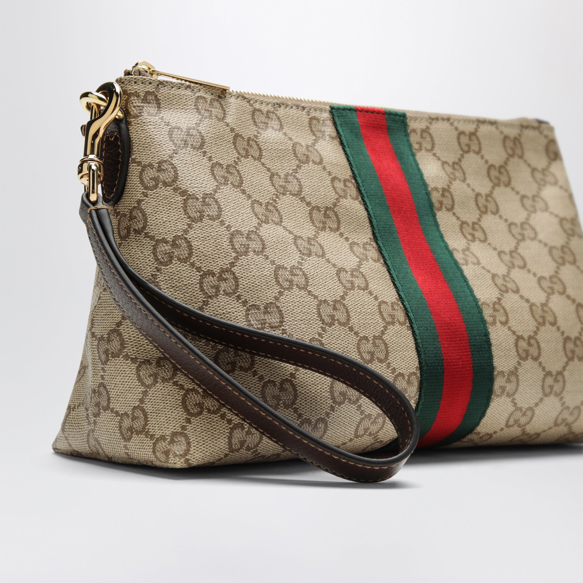 Small GG pouch with Web ribbon