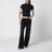 Gerade Jeans aus Stretch-Baumwolldenim in Schwarz