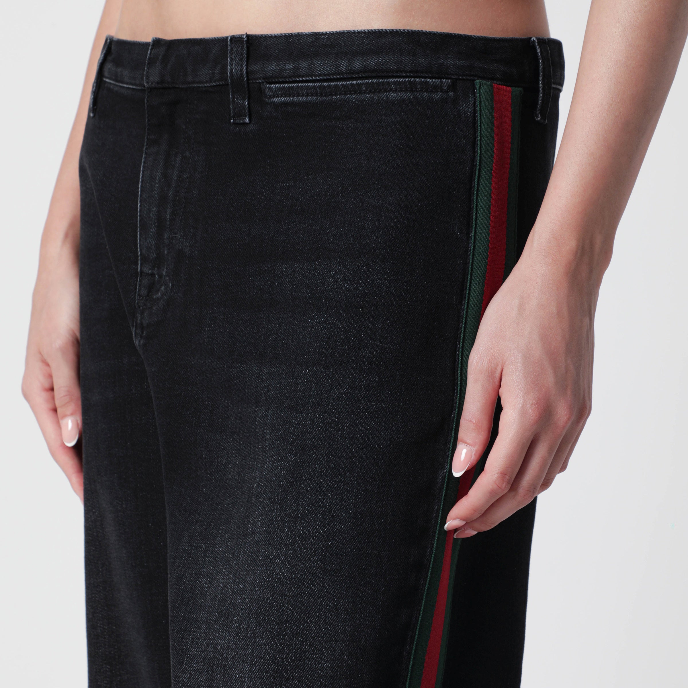 GUCCI Straight-leg stretch cotton denim jeans in black | TheDoubleF
