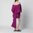 Off-shoulder mini dress in wool-silk blend, violet