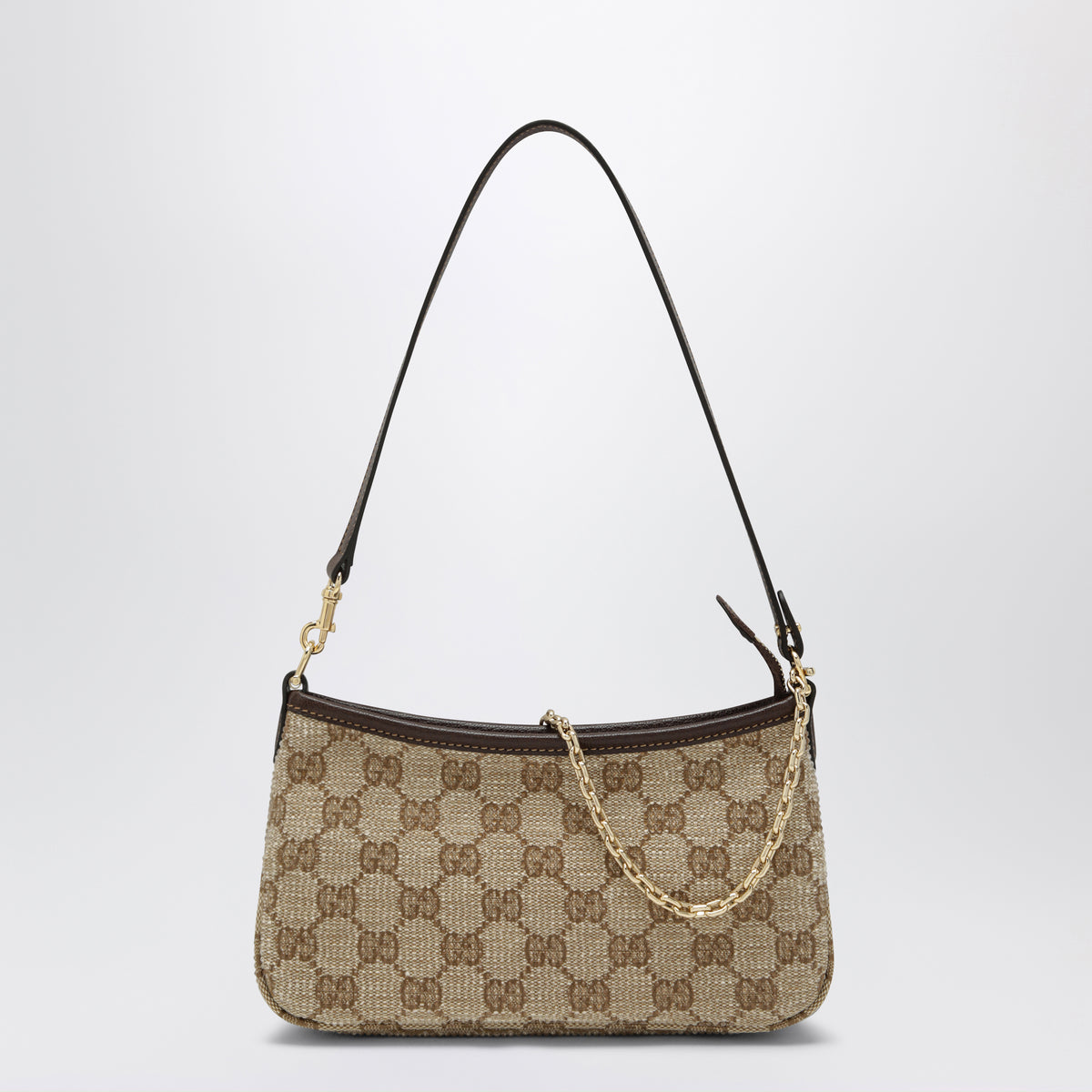 Borsa a spalla Gossip marrone in tessuto GG