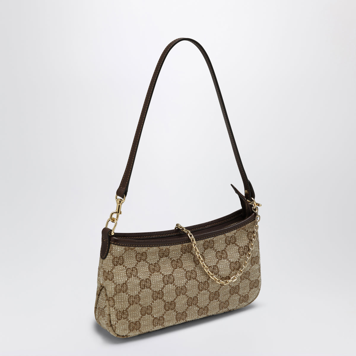 Borsa a spalla Gossip marrone in tessuto GG