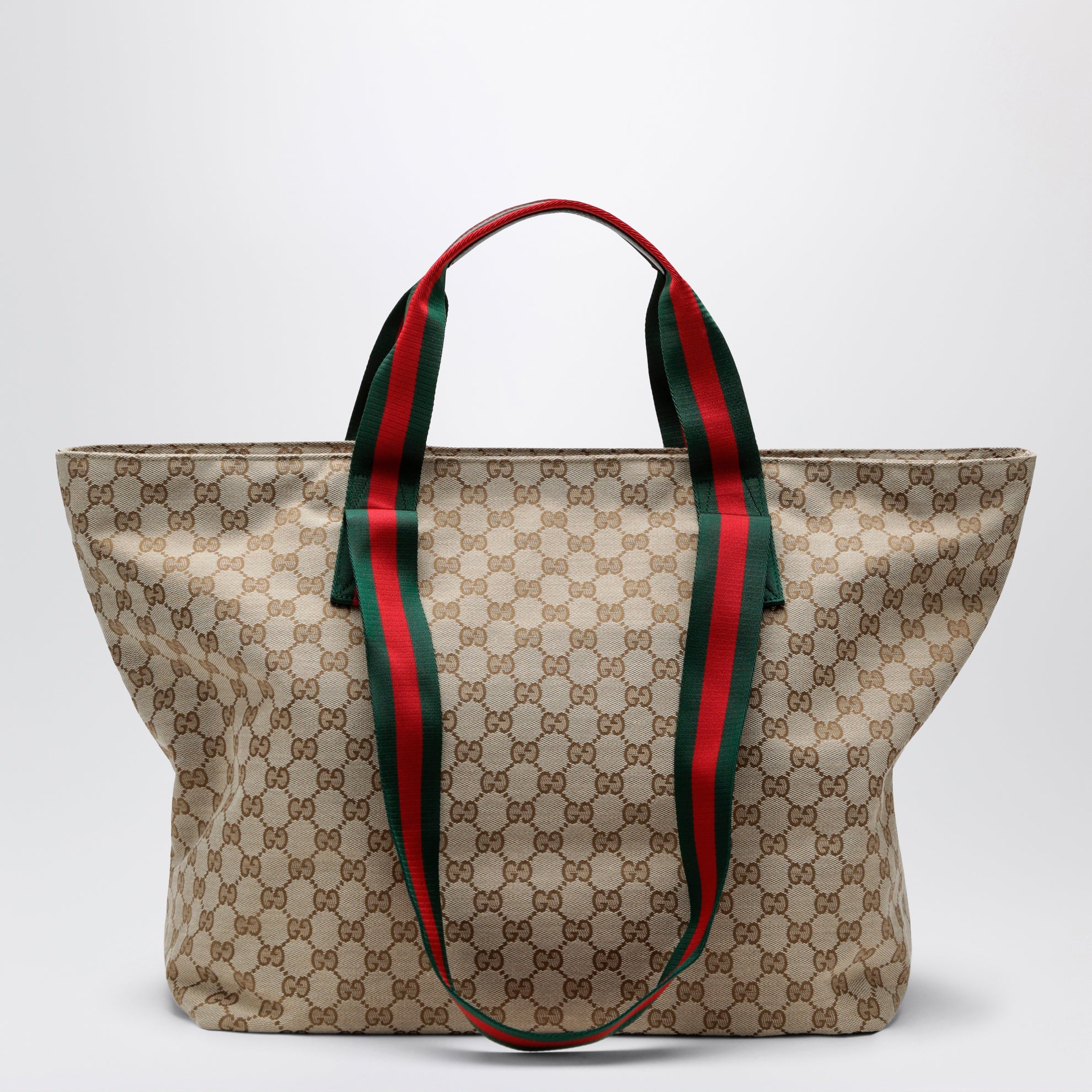 Shopping-Tasche in mittlerer Größe aus GG-Gewebe in Sandbeige