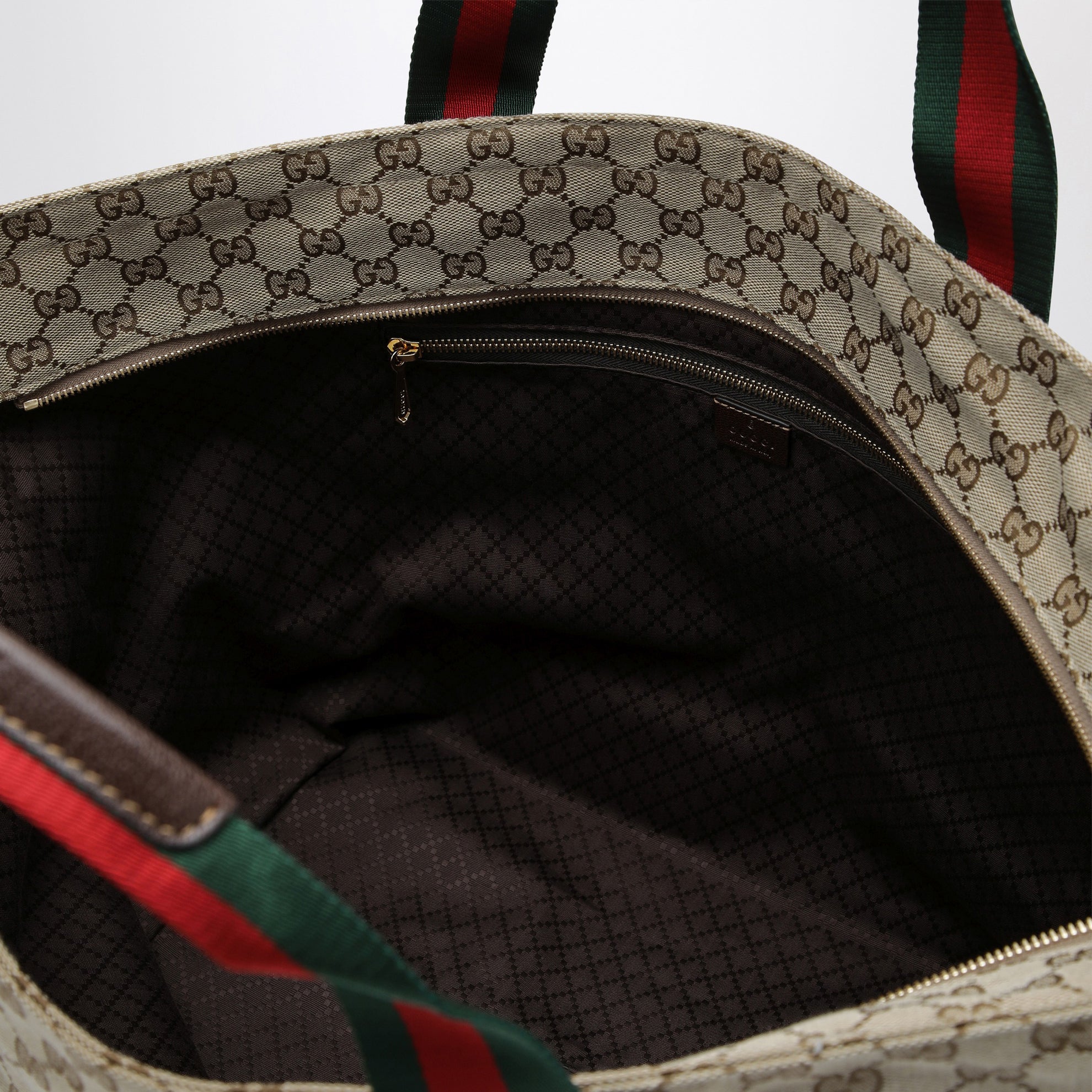Shopping-Tasche in mittlerer Größe aus GG-Gewebe in Sandbeige