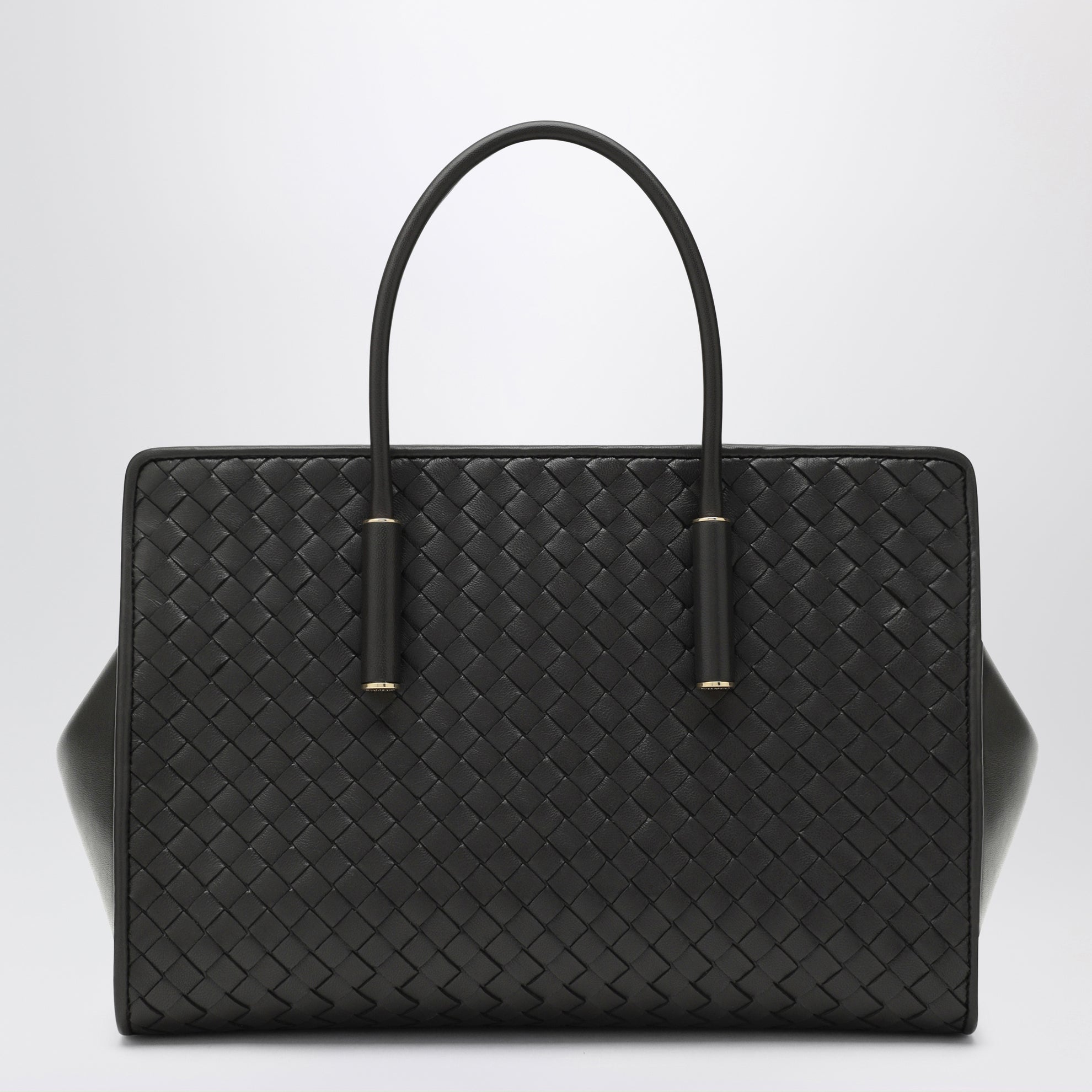 Small Barbara tote bag in espresso woven leather