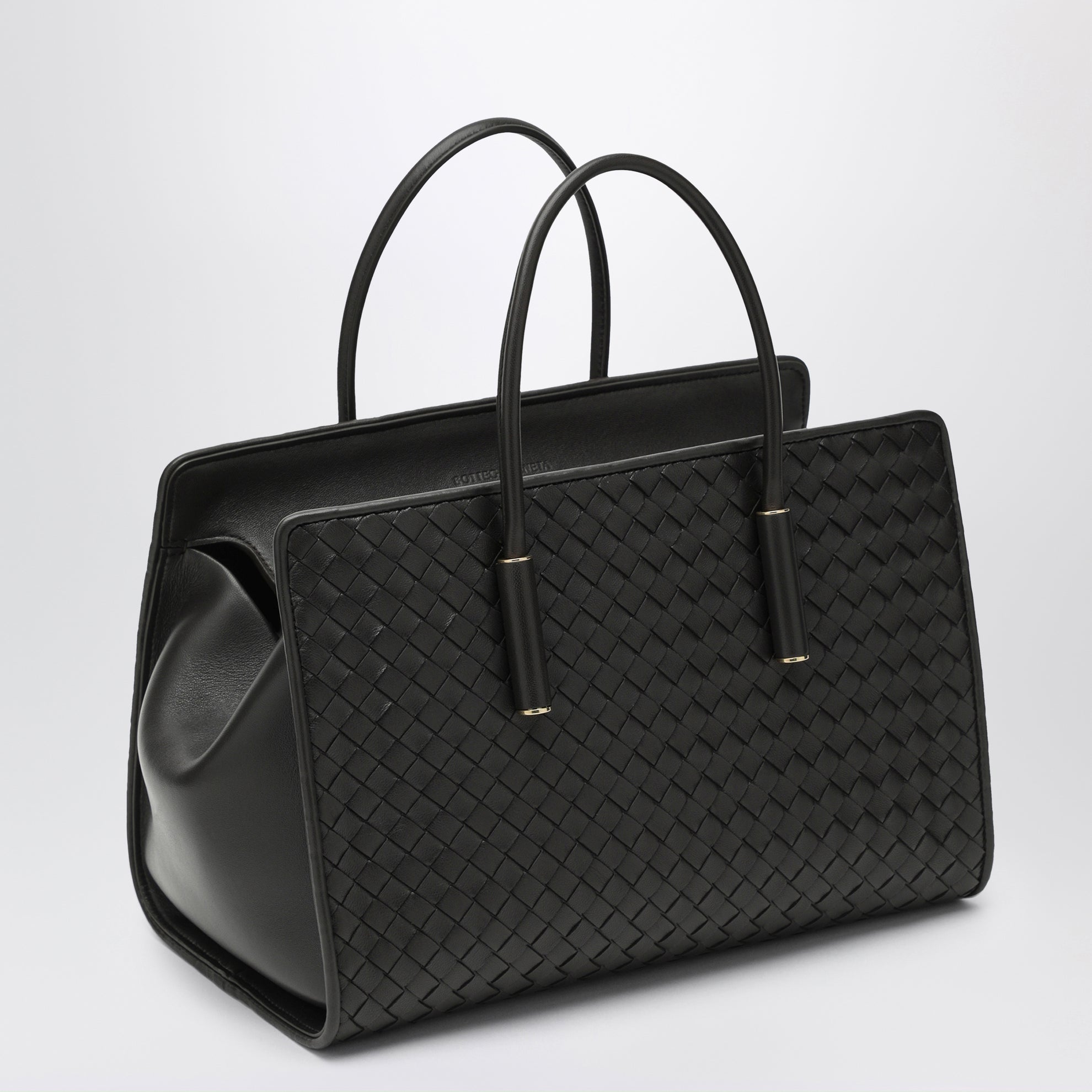 Small Barbara tote bag in espresso woven leather