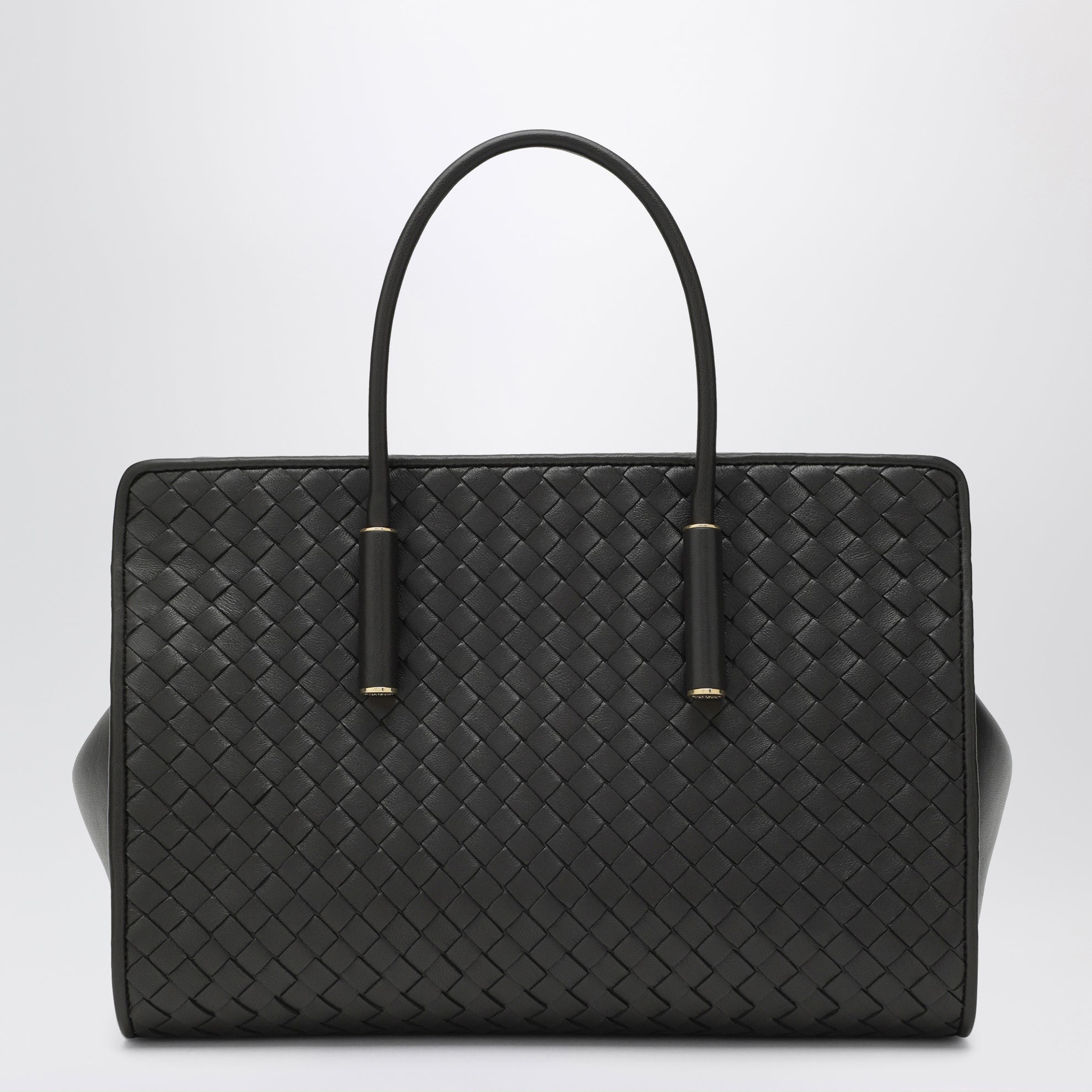 Small Barbara tote bag in espresso woven leather