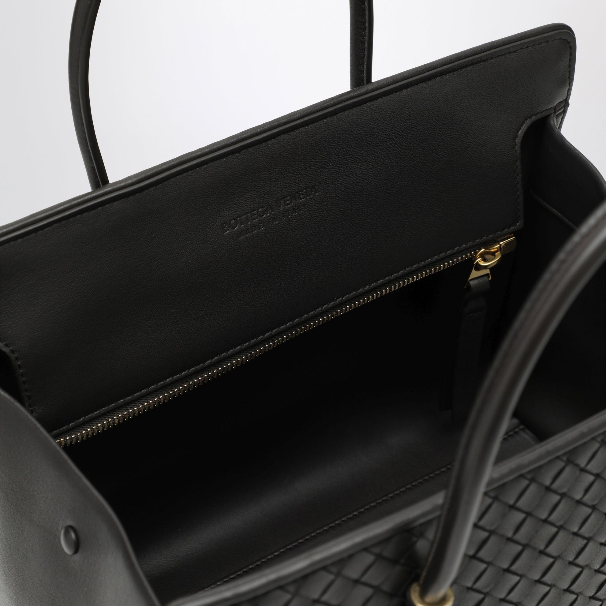 Small Barbara tote bag in espresso woven leather