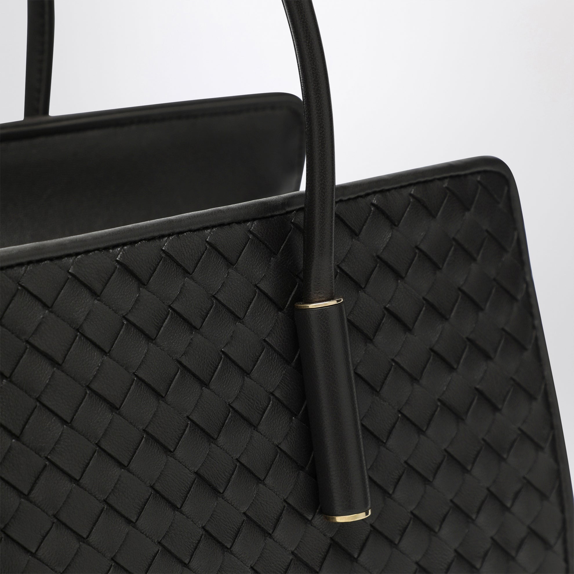 Small Barbara tote bag in espresso woven leather
