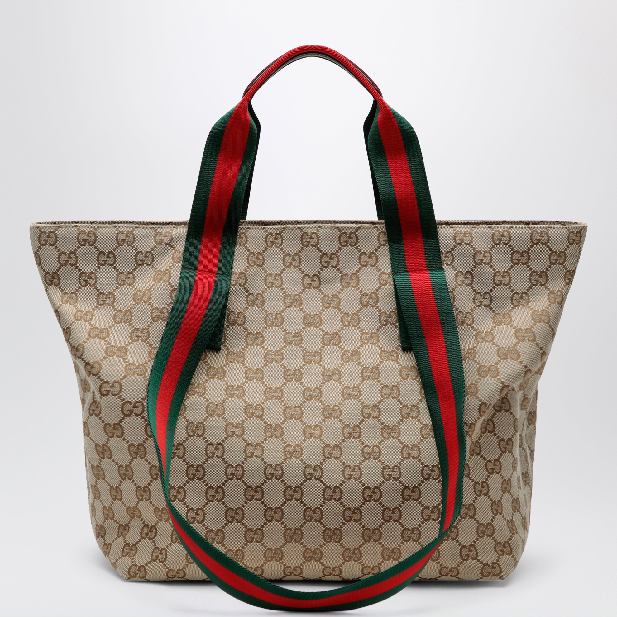 Shopping-Tasche in kleiner Größe aus GG-Gewebe in Sandbeige
