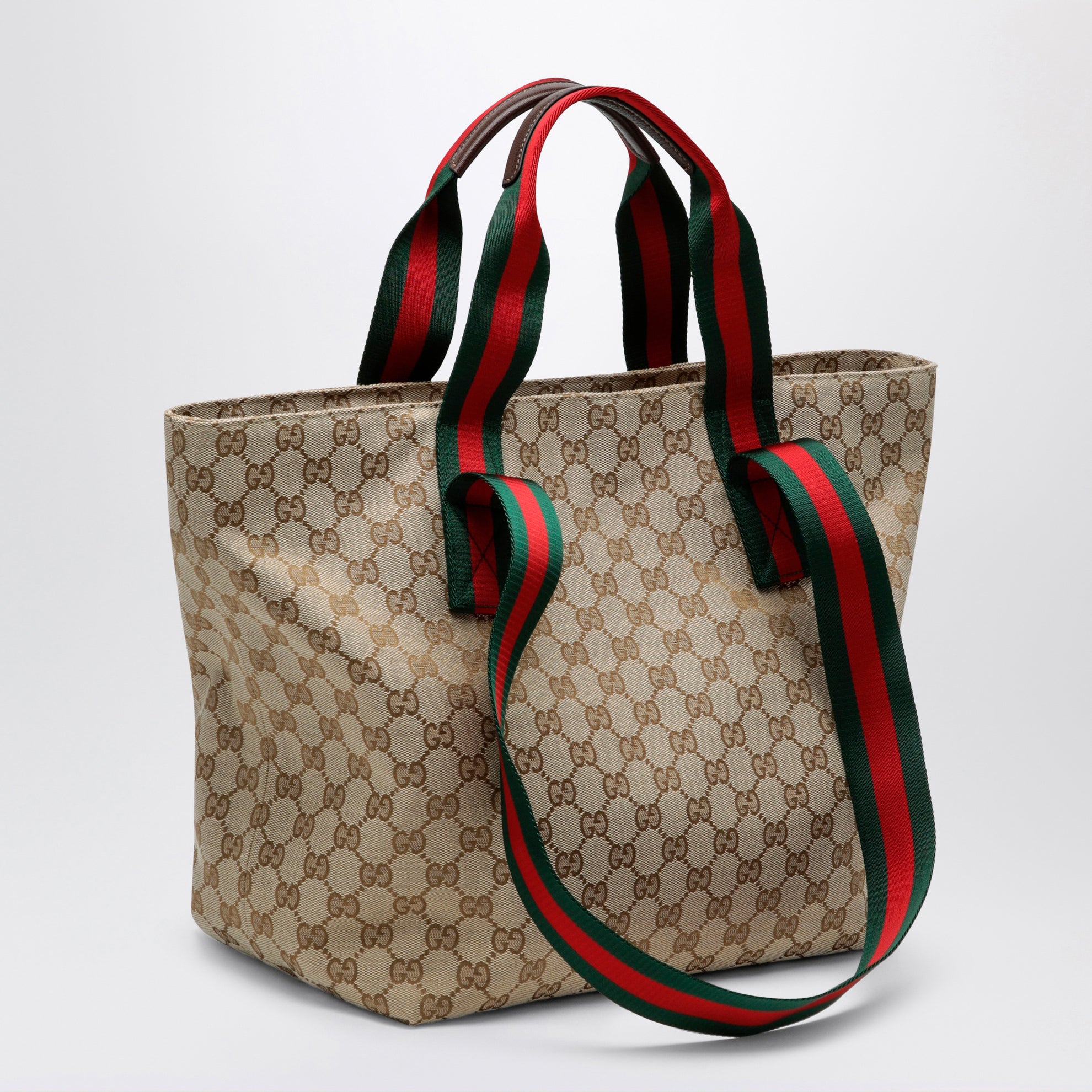 Shopping-Tasche in kleiner Größe aus GG-Gewebe in Sandbeige