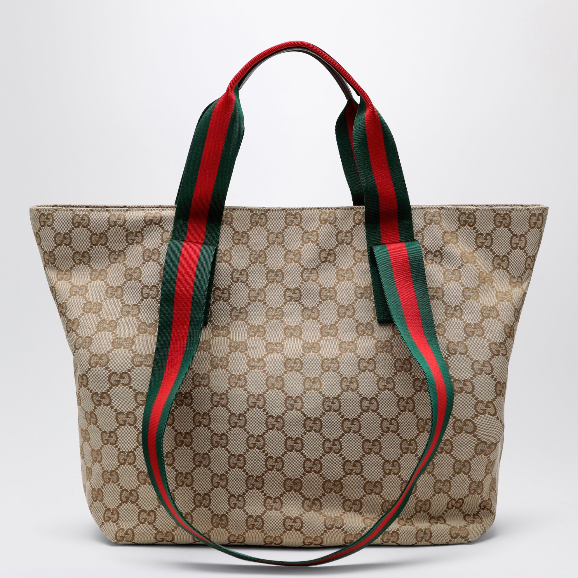 Shopping-Tasche in kleiner Größe aus GG-Gewebe in Sandbeige