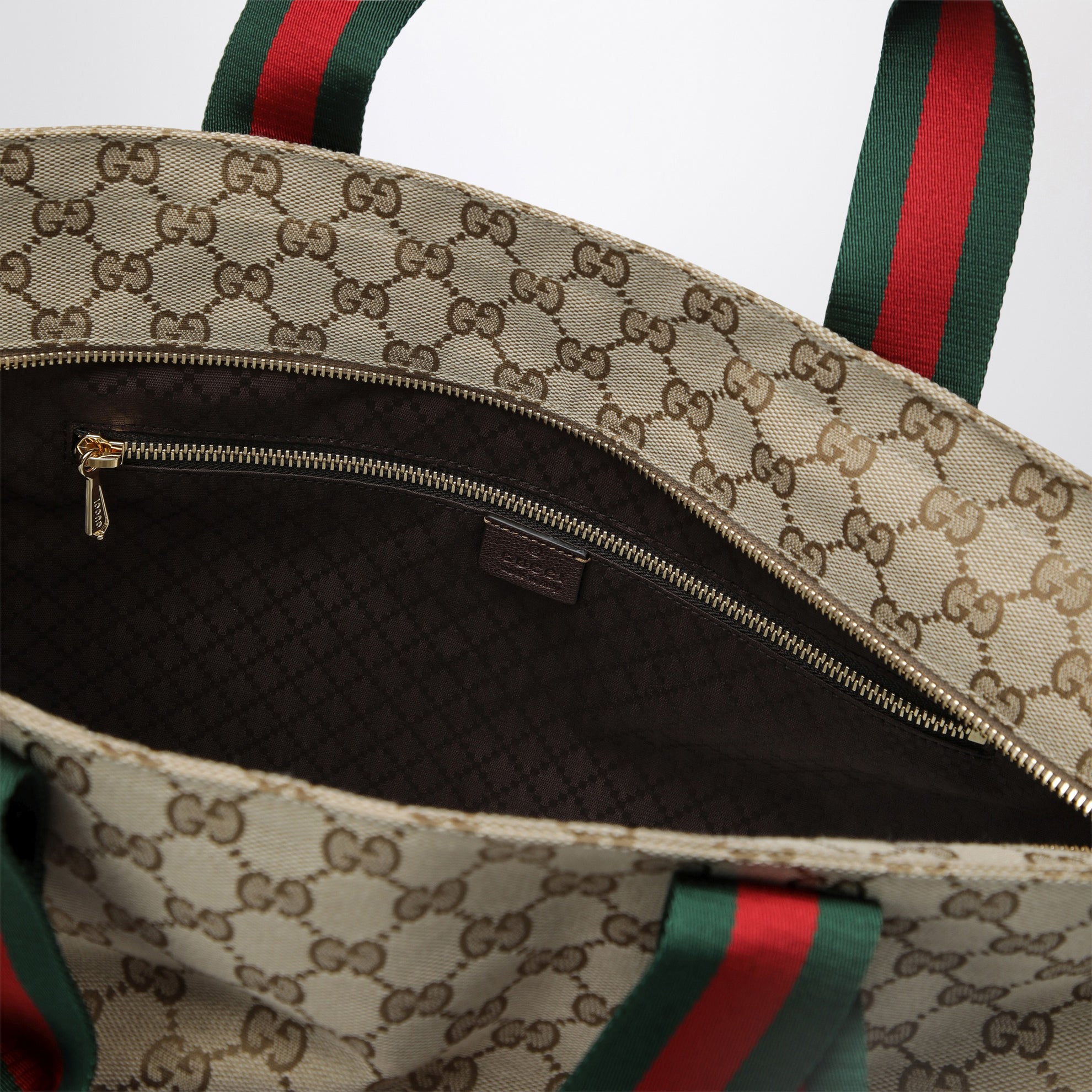 Shopping-Tasche in kleiner Größe aus GG-Gewebe in Sandbeige