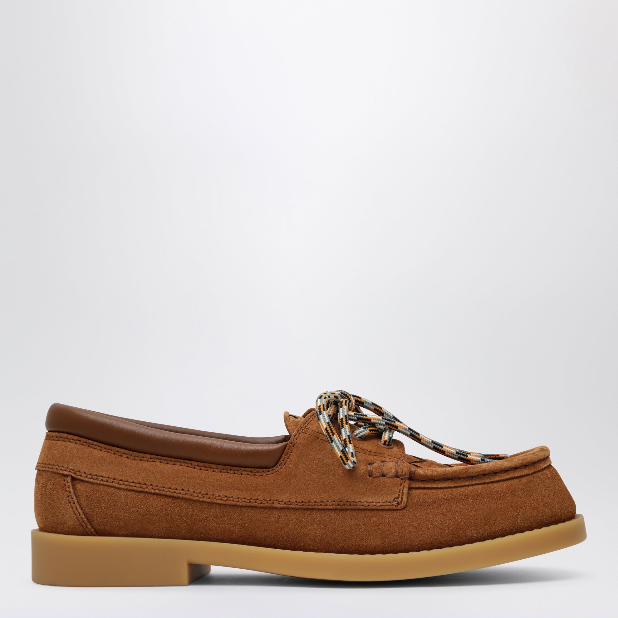 Pier boat shoes with Intrecciato detail in suede, tannin