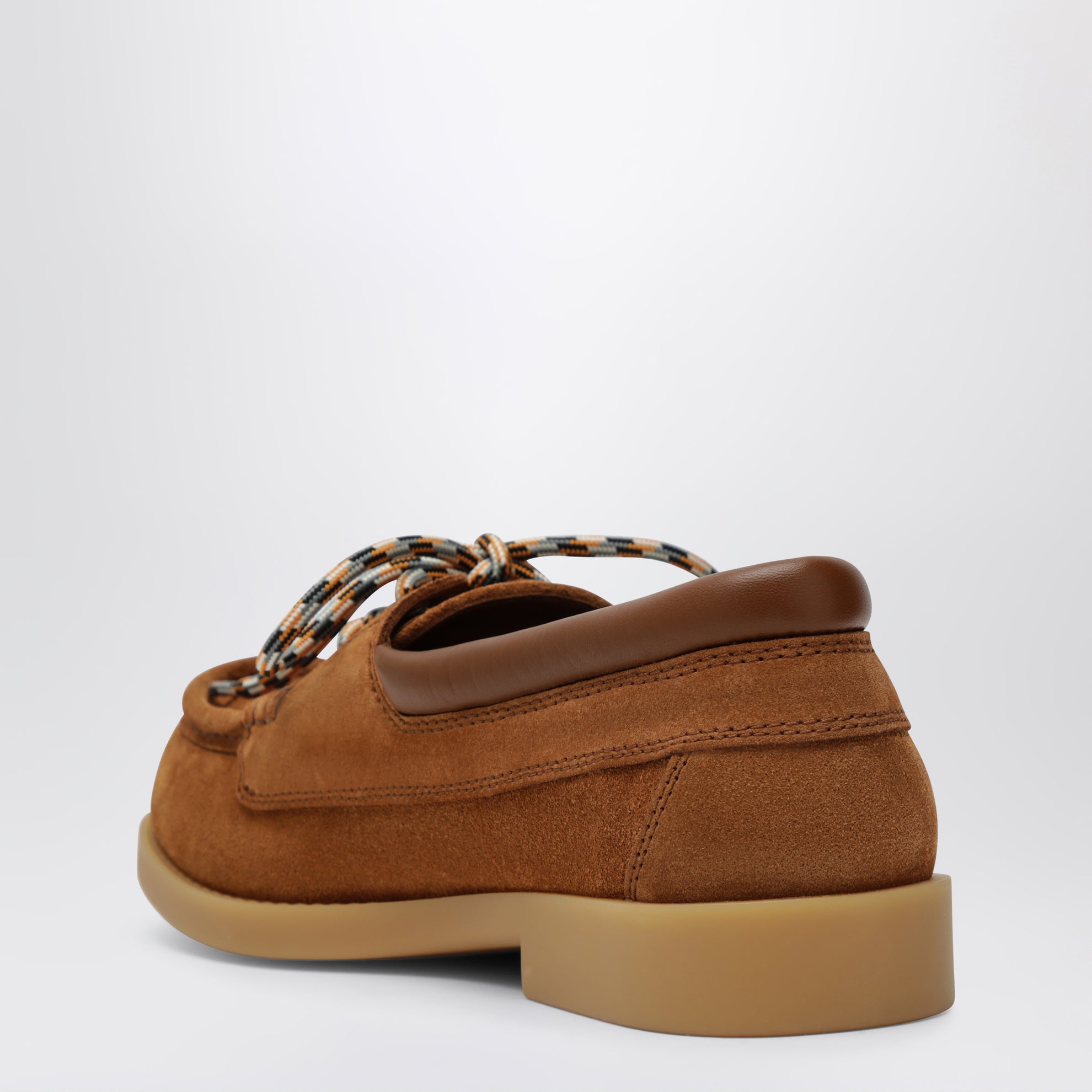 Pier boat shoes with Intrecciato detail in suede, tannin
