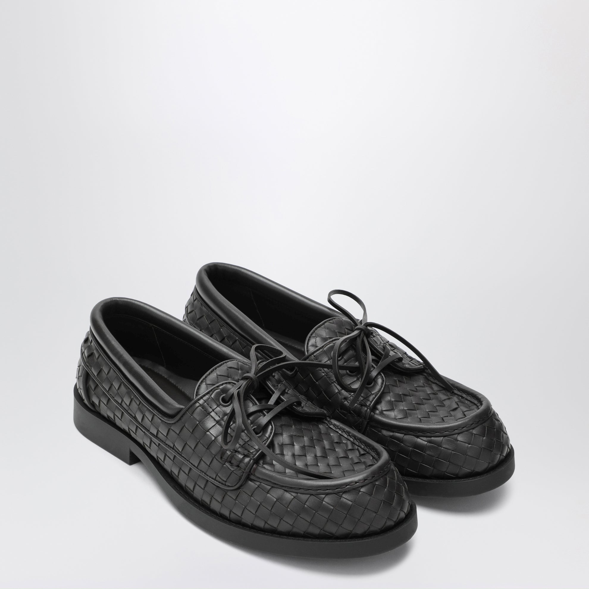 Scarpe da barca Pier Intrecciato in pelle espresso