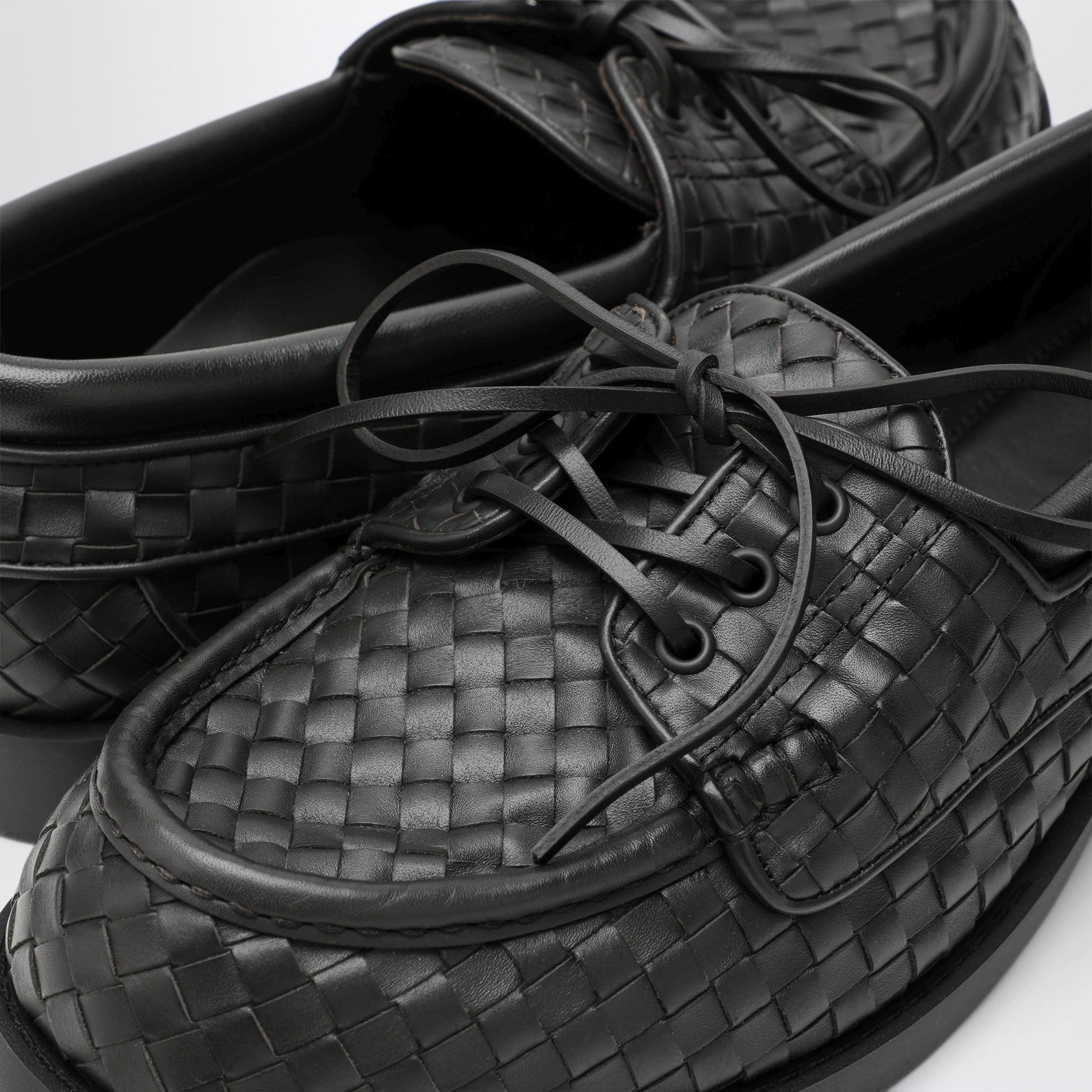 Scarpe da barca Pier Intrecciato in pelle espresso