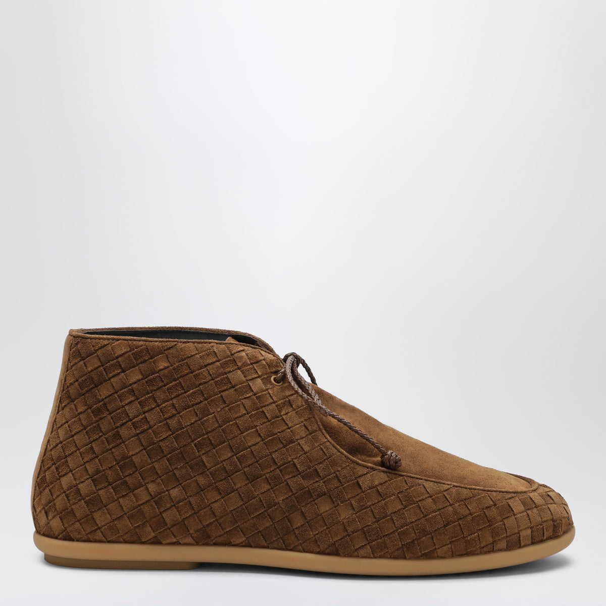 Braune Schnürschuhe aus Intreccio-Wildleder