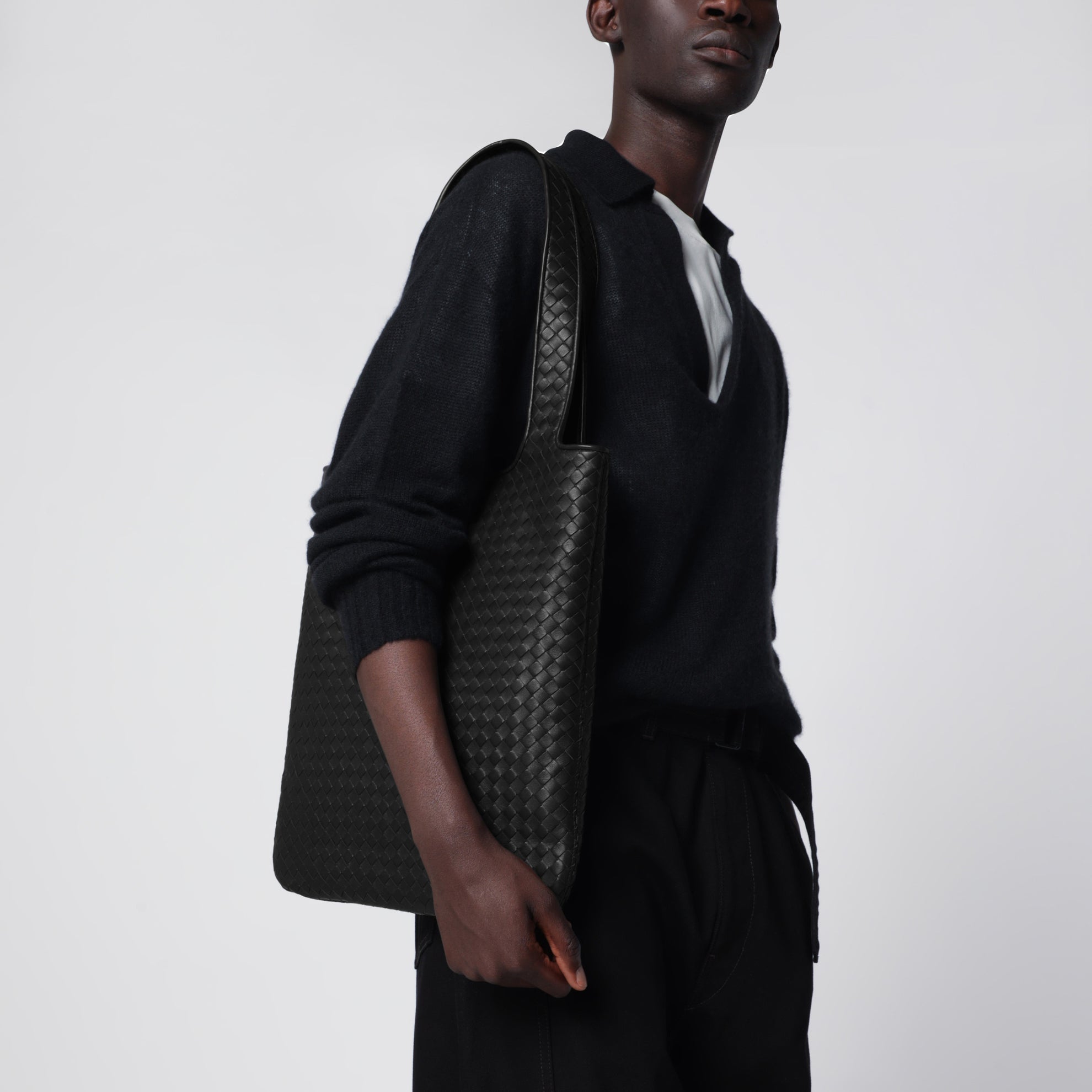 Veneto Tote-Bag mit Intrecciato aus Nappa, Espresso