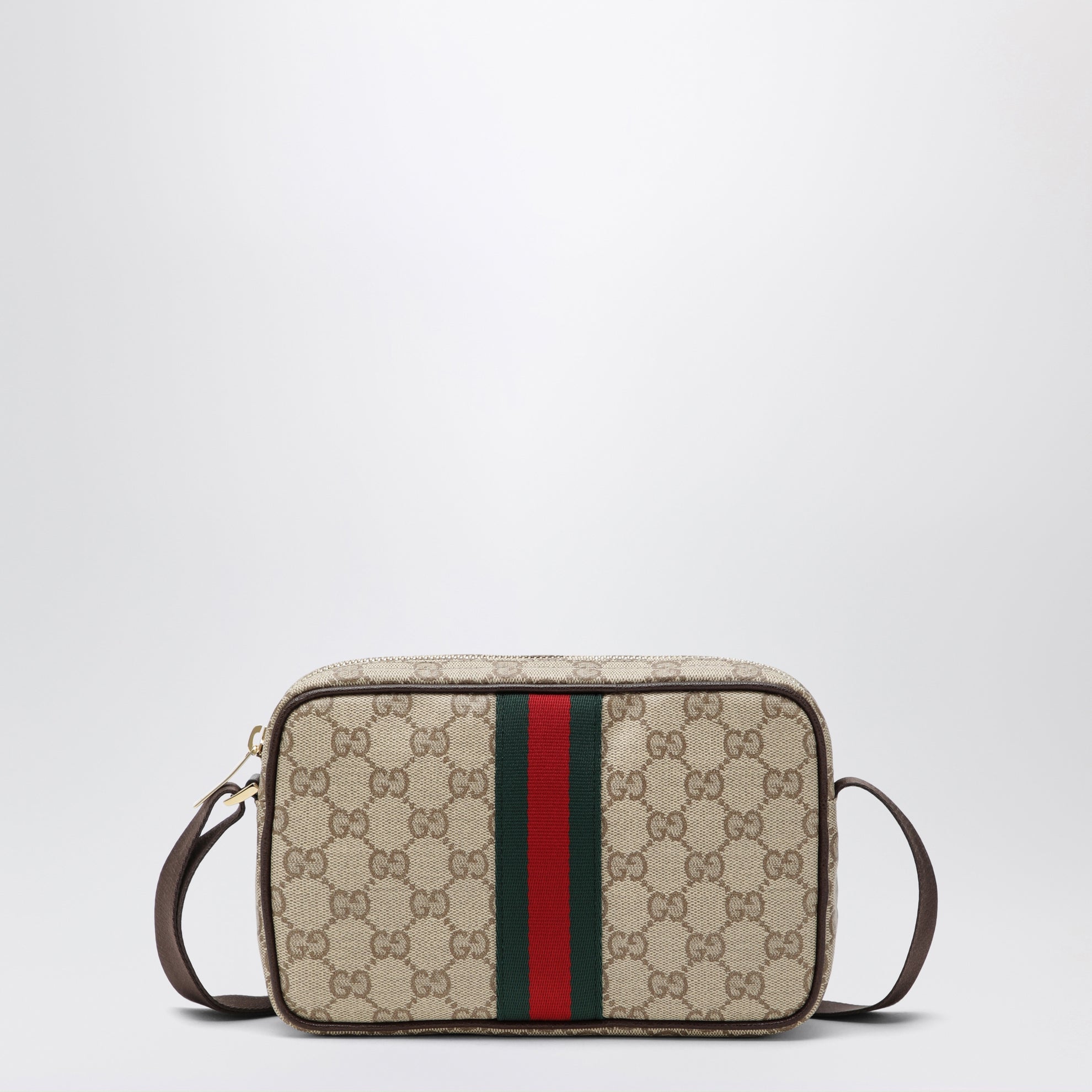 Mini-Tasche GG mit Web aus beschichtetem GG-Gewebe in Sand