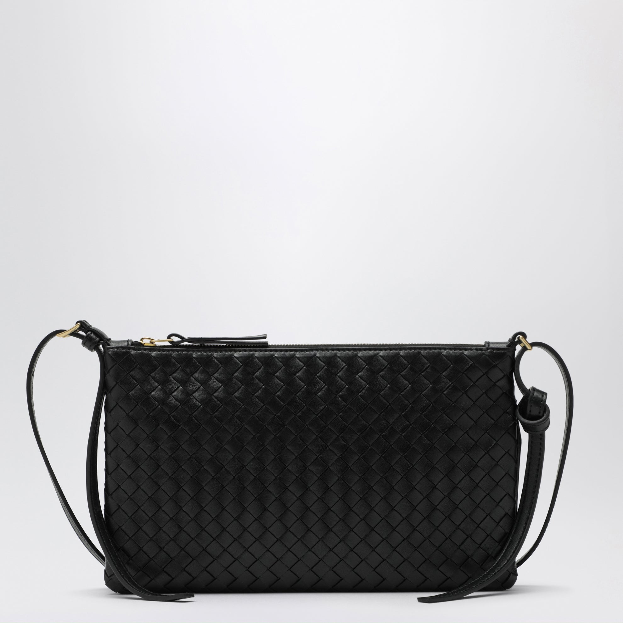 Pochette Intrecciato Piccolo media in nappa nera