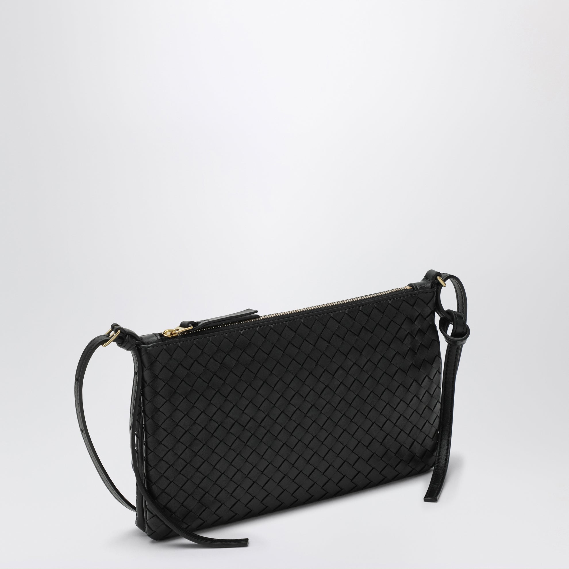 Pochette Intrecciato Piccolo media in nappa nera