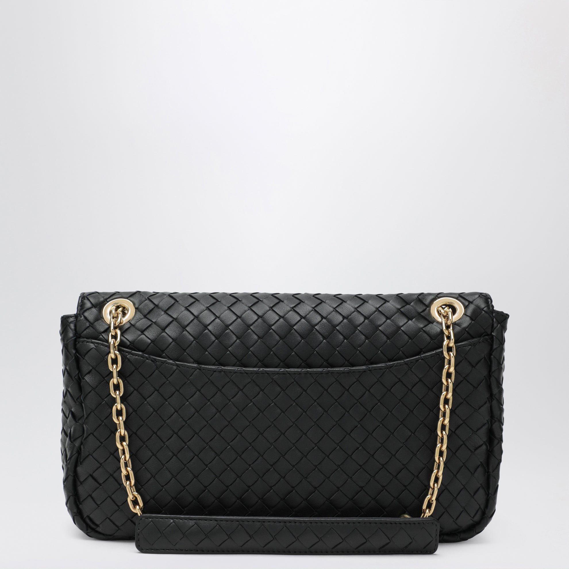 Borsa a spalla Madison nera in Intrecciato