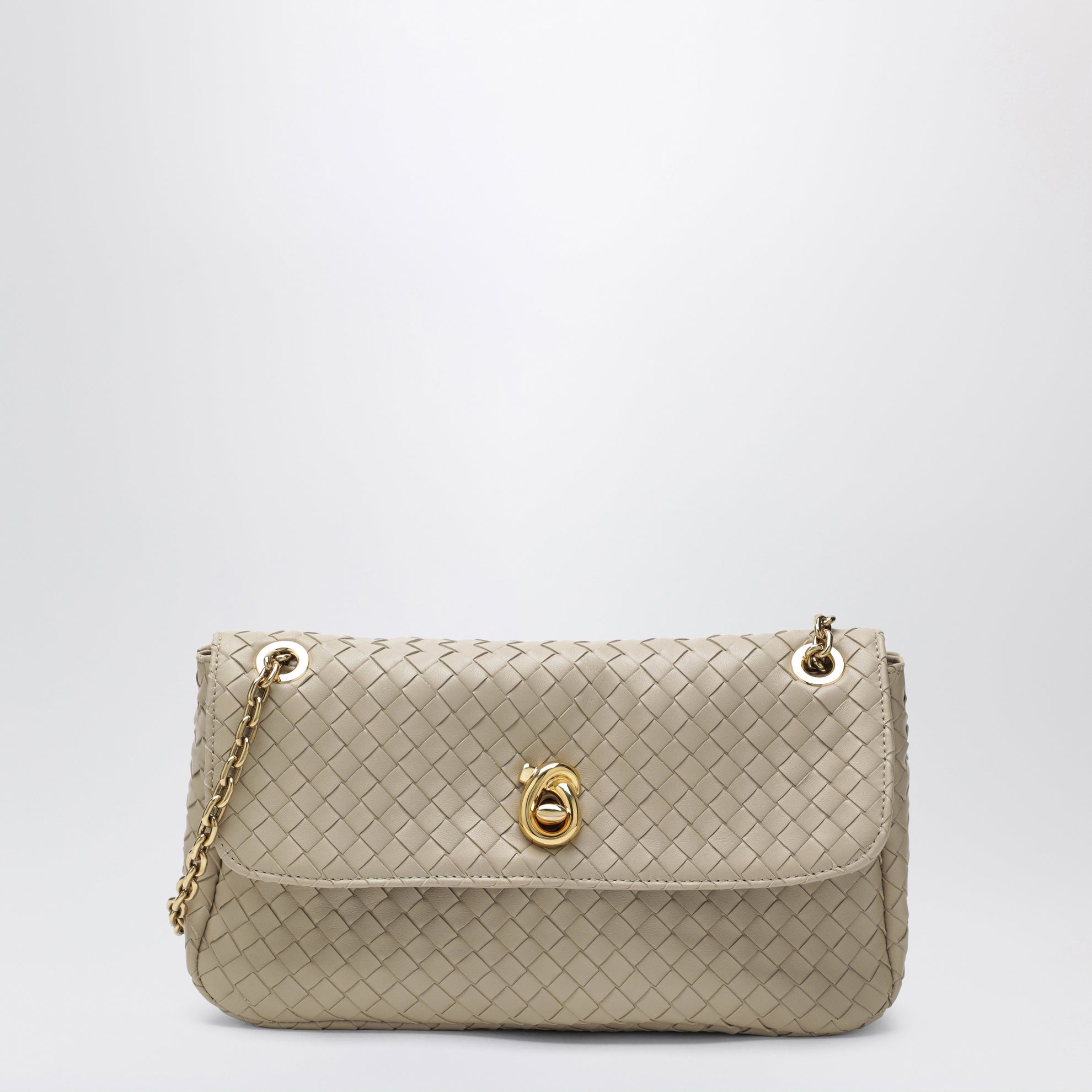 Borsa a spalla Madison in pelle intrecciata écru