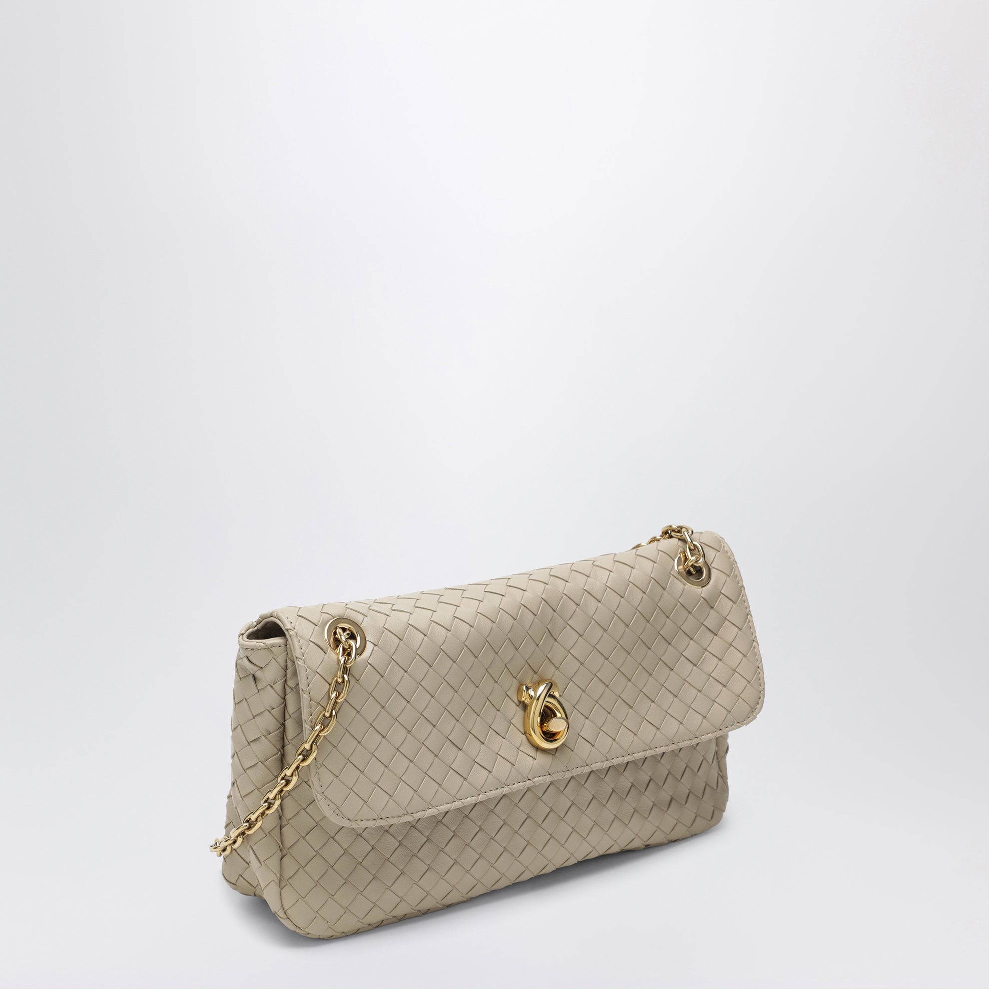Borsa a spalla Madison in pelle intrecciata écru