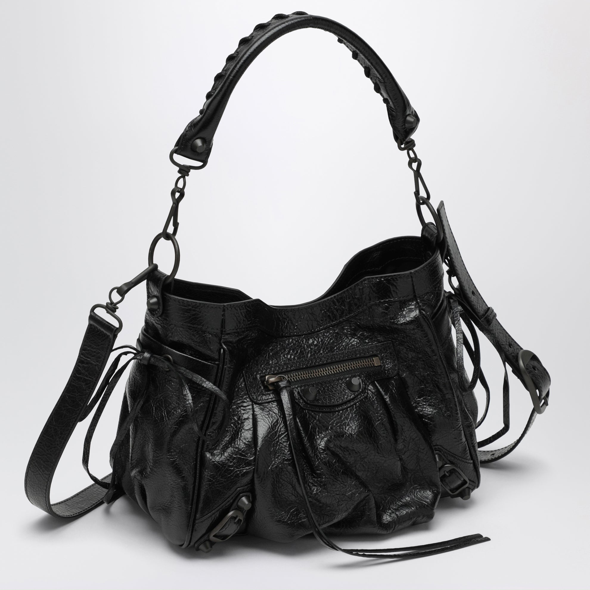 Bucket-Bag Le City klein aus Lammleder in Schwarz