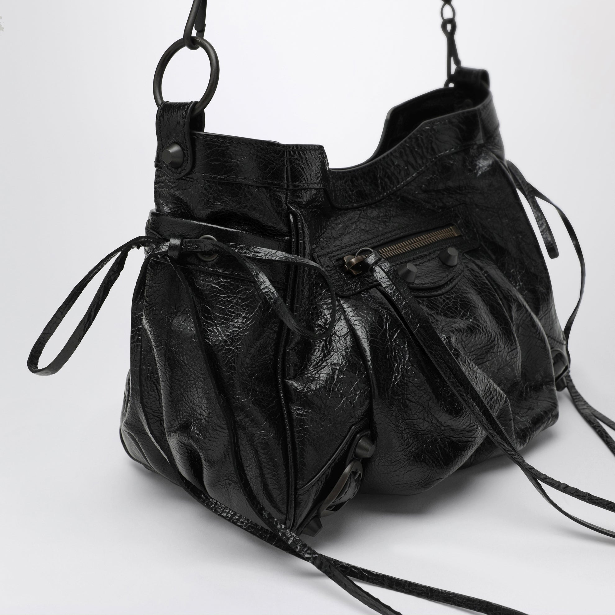 Bucket-Bag Le City klein aus Lammleder in Schwarz