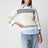 Pull col bateau en coton côtelé bleu marine/blanc