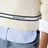 Pull col bateau en coton côtelé bleu marine/blanc