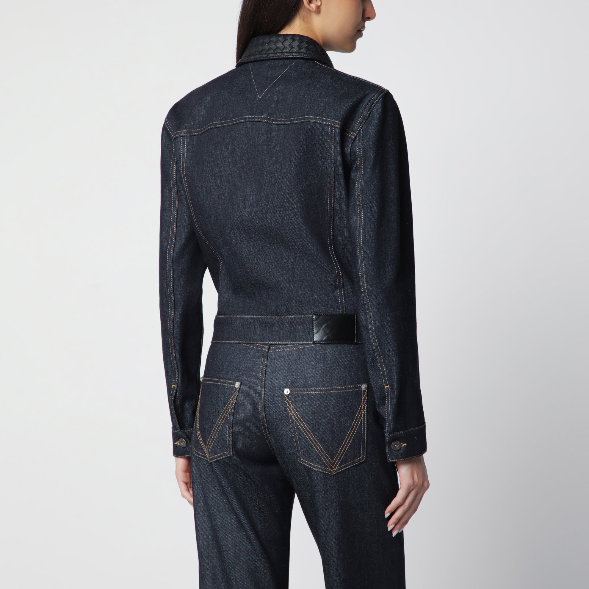 Veste en denim bleu avec col Intrecciato