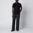 Black cotton piqué polo shirt with logo