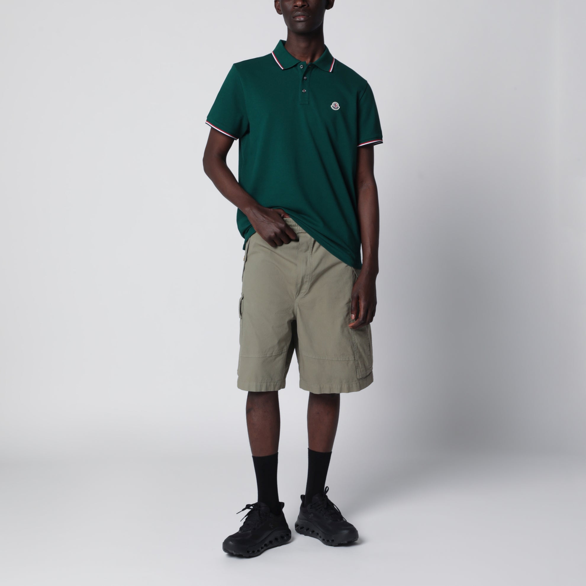 Olive green short-sleeve polo shirt